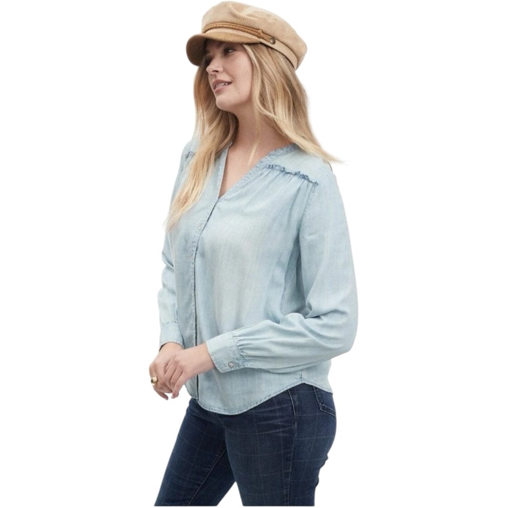 FDJ‎ Chambray Button Down Top Women’s Size 8